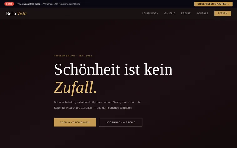 Webdesign-Beispiel für Friseur- und Beauty-Salon — Demo-Website von eventus webdesign
