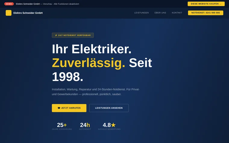 Webdesign-Beispiel für Handwerksbetrieb — Demo-Website von eventus webdesign