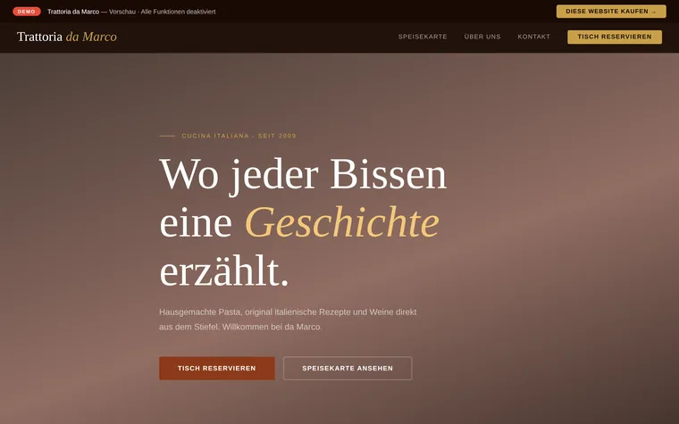 Webdesign-Beispiel für Restaurant — Demo-Website von eventus webdesign